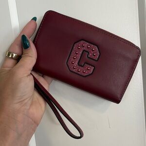 Coach Maroon Wristlet with Embellished C